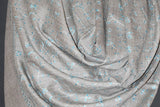 cashmere embroidered fine wool stole 28x80 inch