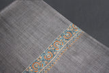 cashmere embroidered fine wool gray stole 28x80 inch