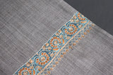 cashmere embroidered fine wool gray stole 28x80 inch