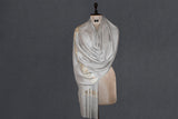 cashmere embroidered fine wool gray stole 28x80 inch