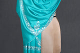 cashmere embroidered fine wool green stole 28x80 inch