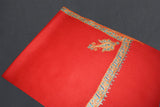 cashmere embroidered fine wool red stole 28x80 inch