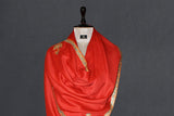 cashmere embroidered fine wool red stole 28x80 inch