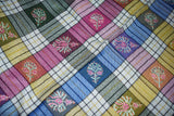 Embroidered check stole 28x80 inch