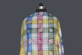 Embroidered check stole 28x80 inch