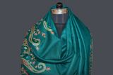 embroidered pashmina paldar shawl 40X80 inch green