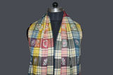 Embroidered check stole 28x80 inch