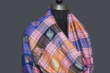 Embroidered check stole 28x80 inch
