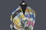 Embroidered check stole 28x80 inch