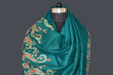 embroidered pashmina paldar shawl 40X80 inch green