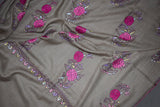 Pashmina hand embroidered natural shawl  40x80 inch