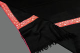Cashmere hand embroidered black trim shawl 40X80 inch