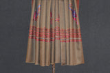 Fine wool Embroidered grey shawl 40"x80"