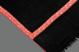 Cashmere hand embroidered black trim shawl 40X80 inch