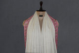 Pashmina hand embroidered white  shawl  40x80 inch