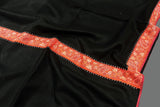 Cashmere hand embroidered black trim shawl 40X80 inch