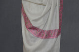 Pashmina hand embroidered white  shawl  40x80 inch