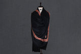Fine wool Embroidered black shawl 40"x80"