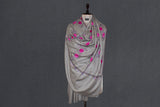 Pashmina hand embroidered natural shawl  40x80 inch