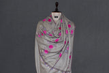 Pashmina hand embroidered natural shawl  40x80 inch