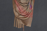 Fine wool Embroidered grey shawl 40"x80"