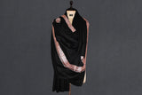 Fine wool Embroidered black shawl 40"x80"