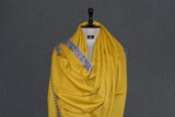 Fine wool Embroidered yellow shawl 40"x80"