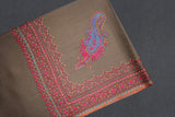 Fine wool Embroidered grey shawl 40"x80"