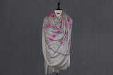 Pashmina hand embroidered natural shawl  40x80 inch
