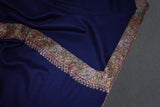 Fine wool Embroidered blue shawl 40"x80"