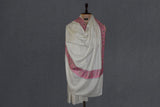 Pashmina hand embroidered white  shawl  40x80 inch
