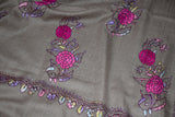 Pashmina hand embroidered natural shawl  40x80 inch