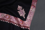 Fine wool Embroidered black shawl 40"x80"