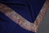Fine wool Embroidered blue shawl 40"x80"