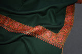 Fine wool Embroidered green shawl 40"x80"