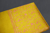 Fine wool Embroidered mustard shawl 40"x80"