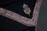 Fine wool Embroidered black shawl 40"x80"