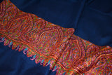 Pashmina hand embroidered blue shawl 40x80 inch