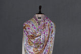 Pashmina hand embroidered white jammawar shawl  40x80 inch