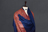 Pashmina hand embroidered blue shawl 40x80 inch