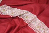 Pashmina hand embroidered red shawl 40x80 inch