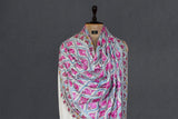 Pashmina hand embroidered white jamawar shawl 40x80 inch
