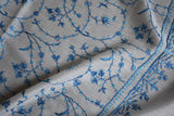 cashmere embroidered fine wool white stole 28x80 inch