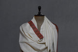 Pashmina hand embroidered white shawl 40X80 inch
