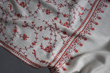 cashmere embroidered fine wool stole 28x80 inch