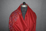 Embroidered fine wool stole 28x80 inch