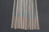 Embroidered fine wool beige jall stole 28x80 inch