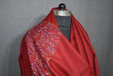 Embroidered fine wool stole 28x80 inch
