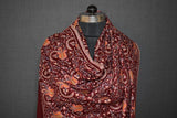 Pashmina Hand maroon embroidered shawl 40"x80"