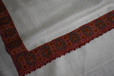 Pashmina hand embroidered white shawl 40X80 inch
